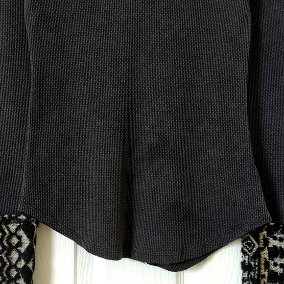 We The Free Art School Textured Thermal Knit Cuff Long Sleeve V-neck Top Gray S - Picture 6 of 10
